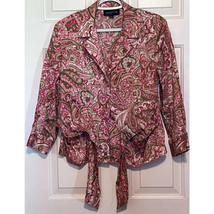 Jones New York Women&#39;s Long Sleeve Button-Up Ties Pink Green Paisley Size L - $18.70