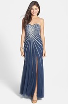 Sean Collection Embellished Strapless Mesh Gown Sz 6 Navy - £84.17 GBP