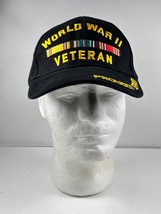 World War II Veteran &quot;Proudly Served&quot; Embroidered On Bill Hat Cap Black NEW - $9.49