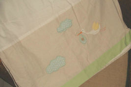 Pottery Barn Stork Embroidered Kids Crib Skirt Dust Ruffle Cribskirt New... - £7.13 GBP