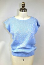 80s VTG Fairy Kei Sweater Pastel Blue Silver Lurex Sz L Kawaii  Picture ... - $57.02