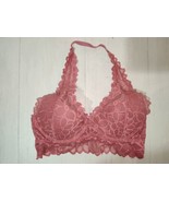 PINK by Victorias Secret XS Halter Top Bralette Pink Floral Lace Bra Top - $11.99