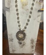 Vintage Beaded Necklace with Ornate Pendant - $14.85
