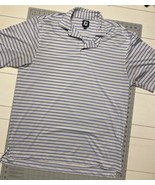 Footjoy Men’s Golf Polo L/XL Stripes White Blue Embroidered  - $17.59