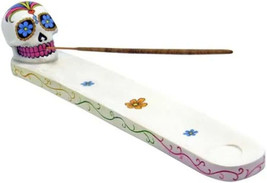 White Day of The Dead Sugar Skull Mexican Dia de Los Muertos Incense Burner - $14.03