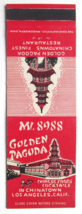 Golden Pagoda - Chinatown  Los Angeles, California Restaurant Matchbook Cover CA - £1.58 GBP