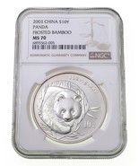 2003 Cina S10Y Panda D&#39;Argento Frosted Bamboo NGC MS70 1 Oz. - $518.23 CAD