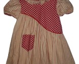 Handmade Valentine&#39;s Day Girls Red Heart Print Striped Dress 5-6 Jetua N... - $12.99