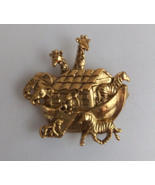 Vintage Noah&#39;s Ark Gold Tone Religious Broach Lapel Hat Pin - €6,43 EUR