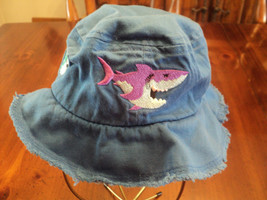 Kid Tees Infant Bucket Hat Blue with Embroidered Sharks 18 1/2&quot; Circumference - £7.90 GBP