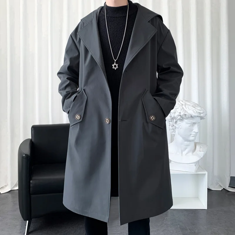 Spring Autumn Men Trench Coats Superior Quality Buttons Male Fashion Out... - £231.82 GBP