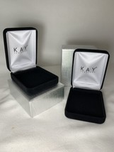 2 KAY Jewelers Empty Lg  Black Velvet Jewelry Earrings Clamshell W/Slv B... - £22.77 GBP