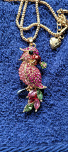 New Betsey Johnson Necklace Parrot Pink Rhinestone Collectible Decorative Nice - £11.75 GBP