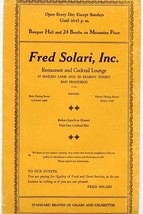 Fred Solari Restaurant Menu Maiden Lane Kearny St San Francisco California 1940s - £113.76 GBP