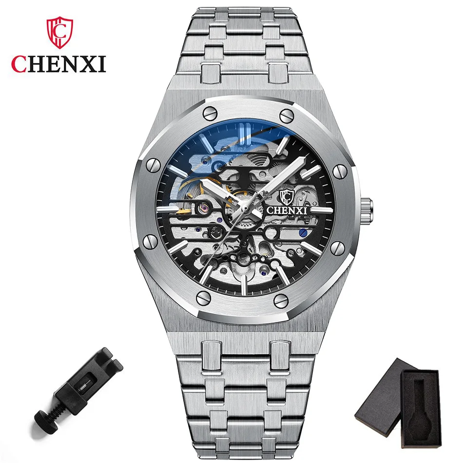 Fashion Men Mechanical Watches Big Dial Automatic Stainless Steel Top Br... - $50.90