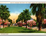 Broadway Boulevard Street View Galveston Texas TX  UNP Linen Postcard W20 - £1.54 GBP