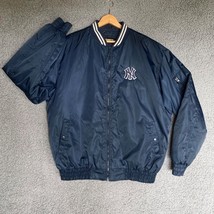 Vintage New York Yankees Varsity Jacket Mens XL Giants NY MLB Blue Nylon Lined - £81.69 GBP