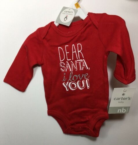 NWT CARTER'S Red Bodysuit NEWBORN BABY Dear Santa I Love You - £10.85 GBP