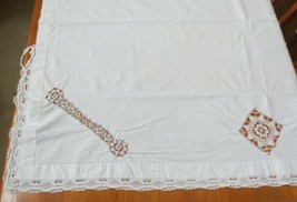 Vtg Twin Duvet Cover mattress 100% Cotton White Solid Buttons monogramed lace - £7.85 GBP
