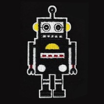 ROBOT IRON ON PATCH 3.125&quot; Black Yellow Kids Clothes Backpack Hat Embroi... - $2.95