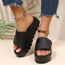 new summer high-heeled sandals women wear micro-slim thick-bottomed muffin slipp - £24.75 GBP