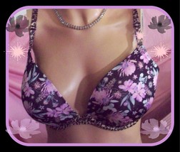 38C 38D 38DD 40C 40D 40DD Black Floral Leopard Victorias Secret Plunge PU UW Bra - £31.86 GBP