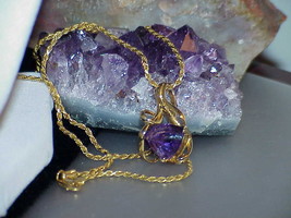 Amethyst Trillion Cut 5.25 CTW Necklace Pendant 14KT Yellow Gold Rope Ch... - £619.78 GBP