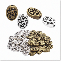 60pcs Antique Silver Bronze Tree of Life Spacer Beads - Oval Loose Charm Beads f - £16.81 GBP