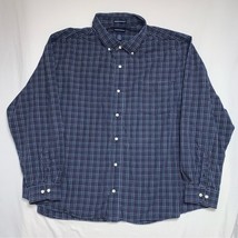 KNIGHTSBRIDGE Wrinkle Resistant Shirt Men&#39;s 4X Blue Plaid Long Sleeve Bu... - $29.70