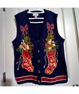 Heirloom Collectibles Women&#39;s Ugly Christmas Knit Sweater Vest Cotton Ra... - £15.58 GBP