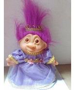 TT Playmates Troll Princess Purple Dress Gold Crown Bright Purple Hair - $16.41 CAD