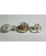 Set Of 6 Floral Ceramic/Porcelain Lidded Trinket Dish, Creamer, Cups/Sau... - €16,94 EUR
