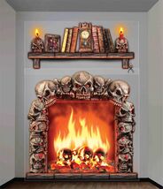 Forum Novelties Gothic 4x5 Fireplace Skulls Wall Decoration Halloween Ha... - $8.88
