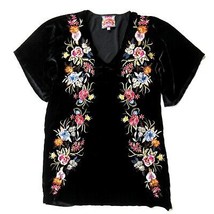 NWoT Johnny Was Isla in Black Embroidered V-neck Velvet Tunic Kimono Dress XS - £93.45 GBP
