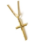 JEWELRY 24K Gold Chain Style Cross Pendant Necklace - £288.56 GBP