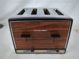 Vintage 4 Slice Proctor Silex Chrome Wood Grain Toaster T009N - £50.30 GBP