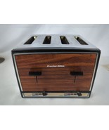 Vintage 4 Slice Proctor Silex Chrome Wood Grain Toaster T009N - £50.53 GBP