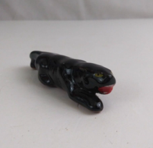 Vintage Red Clay Pottery 4&quot; Prowling Black Panther Made In Japan - £11.35 GBP