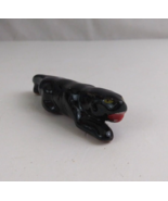 Vintage Red Clay Pottery 4&quot; Prowling Black Panther Made In Japan - £11.41 GBP