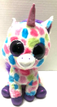 Ty 10&quot; Wishful Unicorn Beanie Boo Purple Glitter Eyes Plush Figure - £9.33 GBP