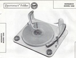 1957 MONARCH UA8 TURNTABLE Photofact MANUAL Record Player BIRMINGHAM SOU... - $10.88