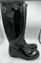Hunter Original Tall Gloss Rain Boots Black Size 9 - £77.52 GBP