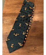 VINTAGE Disney Mickey Inc All Over Tiger Dark Green Geometric 100% Silk - $6.77 CAD