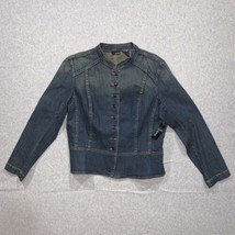 A.N.A Women&#39;s Jean Fitted Denim Jean Jacket Size Large Button Up New Wit... - £20.50 GBP