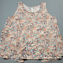 NY Collection Women Tank Size L Pink Stretch Preppy Layered Floral Scoop Neck - £9.95 GBP
