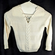 Womens Long Sleeve Knit Sweatshirt Size Large White Cream (No Boundaries) - $298.58 MXN