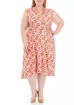 New Perception White Pink Floral Pleated Flare Career Dress Size 1 X Women $102 - £48.24 GBP