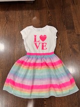 Girls Kids The Children&#39;s Place White &amp; Pink LOVE Short Sleeve Dress Size XL 14 - £7.93 GBP