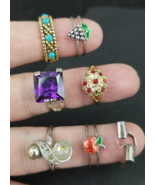 x7 RING LOT ladies vintage apple grapes turquoise 925 Sterling garnet AL... - €51,35 EUR