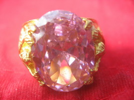 Holy Blessed Pink Gems LP Seng Gold Magic Ring Talisman Luck Life Thai A... - £23.42 GBP